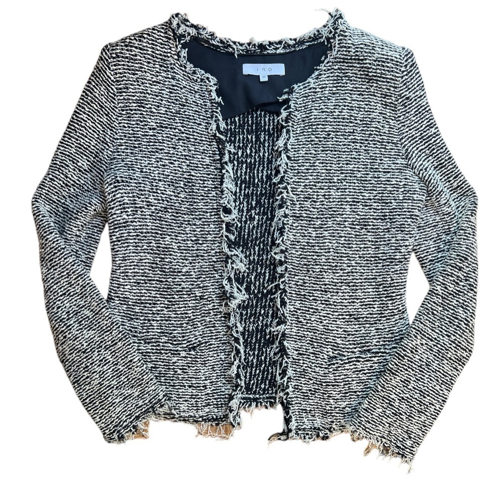 IRO Azure Tweed‎ Black and White Cardigan Blazer Size 36 or Small